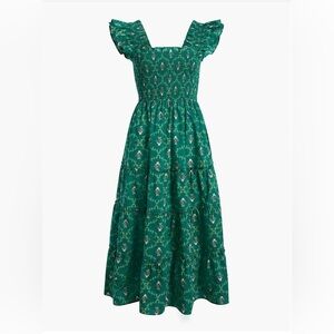 Hill House Ellie Nap Dress, Emerald Trellis, XS